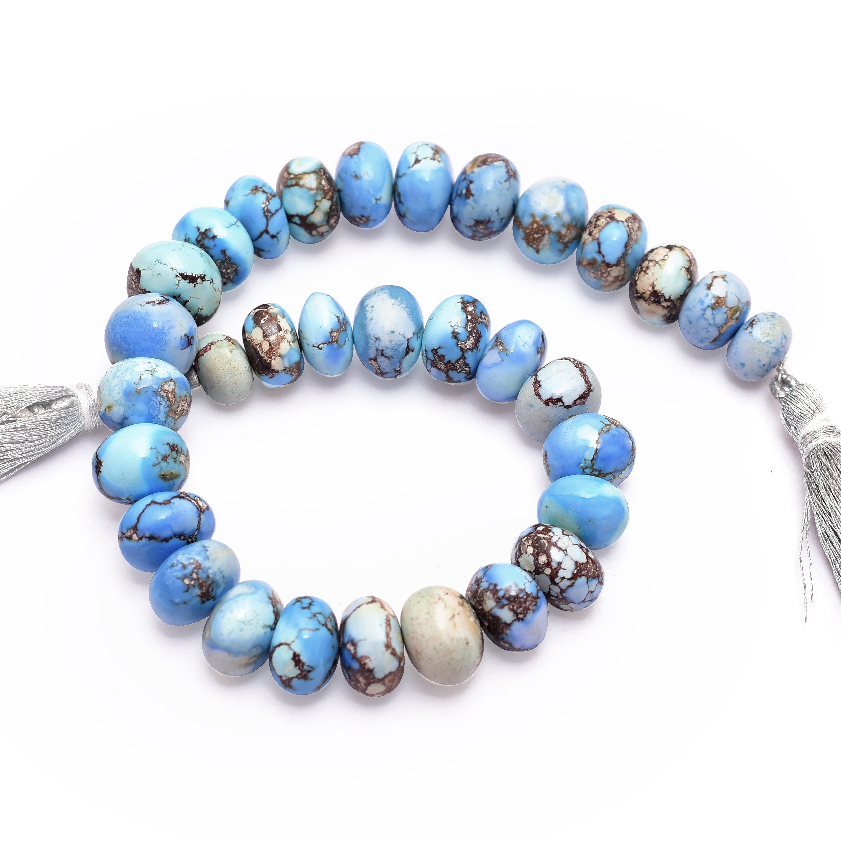 AAA+ Golden Hill Turquoise 8mm-10mm Smooth Rondelle | 9