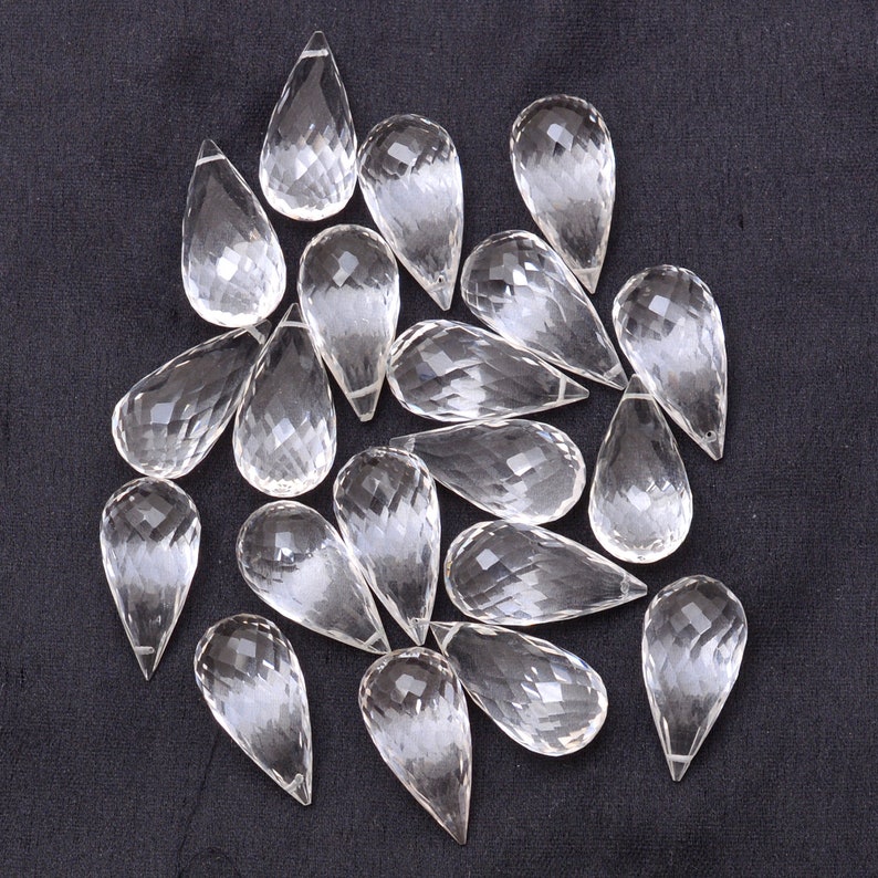 AAA Crystal Quartz Faceted Teardrop Briolette Beads Etsy