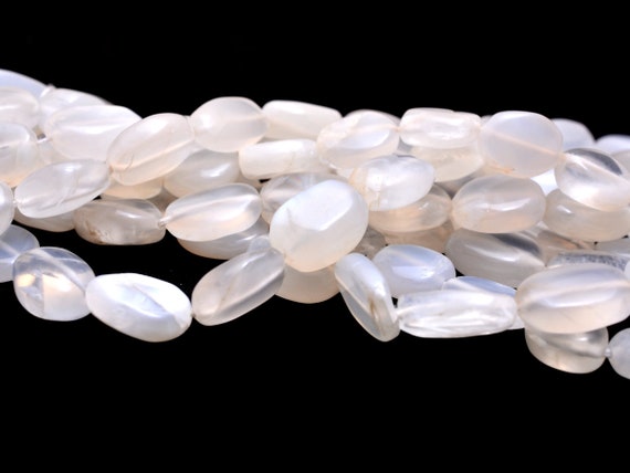 White Moonstone Gemstone 7x10mm Oval Smooth Beads 15inch Strand Natural  Moonstone Semi Precious Gemstone Oval Beads for Jewelry Making