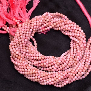 AAA+ Rhodonite Gemstone 2mm-3mm Micro Faceted Rondelle Beads | Natural Pink Rhodonite Garnet Semi Precious Gemstone Beads | 13inch Strand