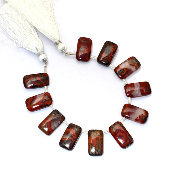 Natural AAA+ Seam Agate Cuboid Smooth Fancy Beads | Moroccan Seam Agate Semi Precious Gemstone Rectangle Tube Loose Beads for Jewelry Making