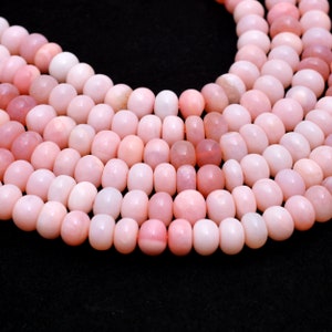 Peruvian Pink Opal 8mm Rondelle Smooth Beads | 16inch Strand | Natural Multi Opal Semi Precious Gemstone Loose Beads for Jewelry Making