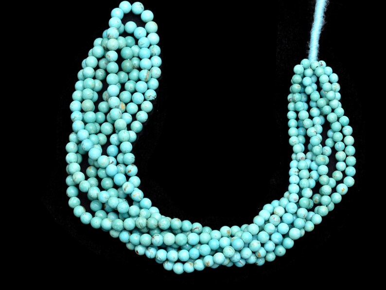 3mm-4.5mm Graduating Smooth Beads Genuine Turquoise Semi Precious Gemstone Loose Beads for Jewelry Turquoise Gemstone Round Beads AAA