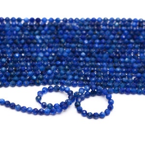 AAA+ Kyanite Gemstone 3mm Micro Faceted Round Beads | Natural Kyanite Semi Precious Gemstone Loose Beads for Jewelry Making | 13inch Strand