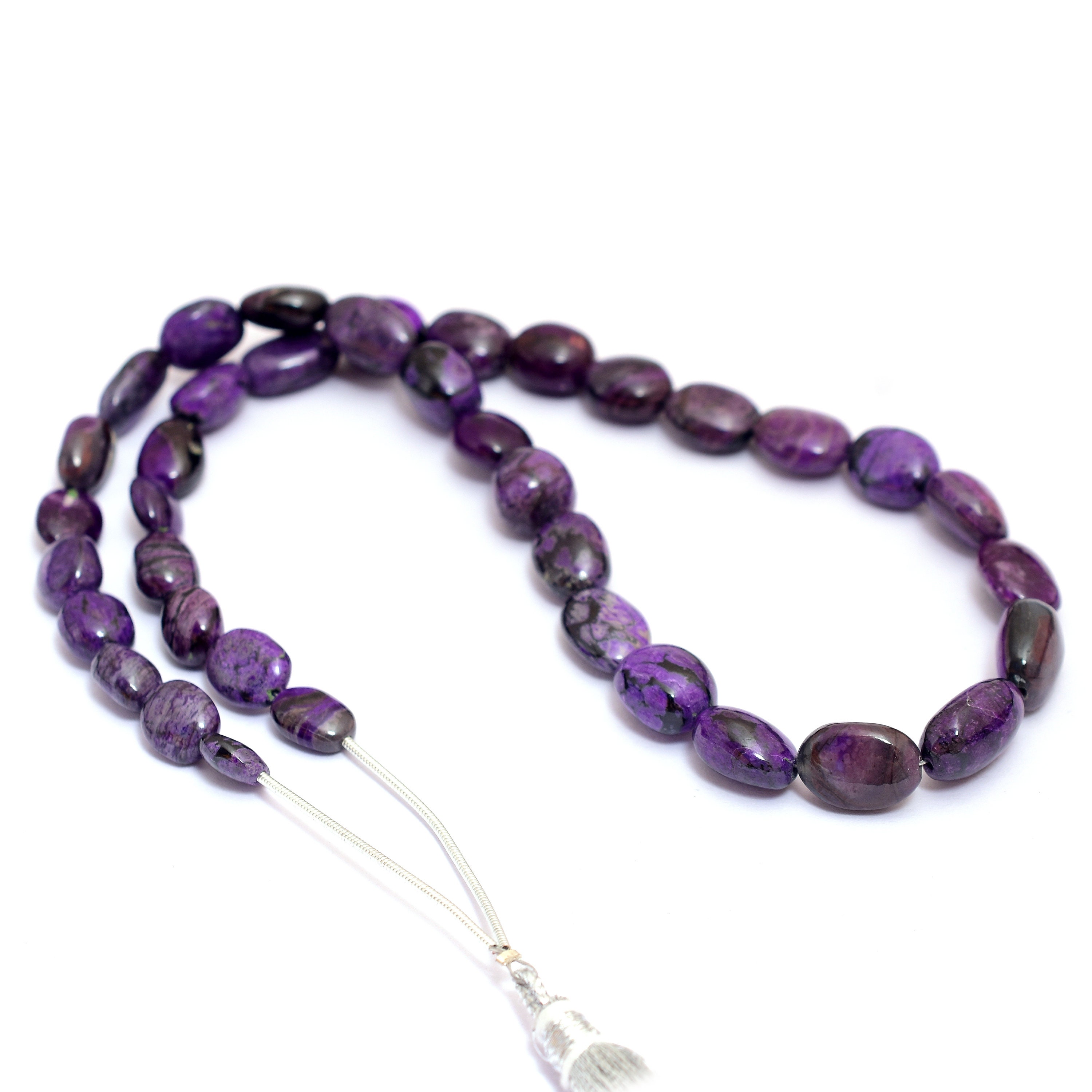 AAA+ ダークパープル スギライト 8mm-12mm スムースオーバルナゲット