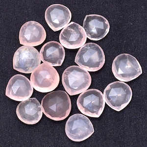 AAA Rose Quartz 9mm-10mm Heart Faceted Briolette Beads | Natural Semi Precious Soft Pink Rose Quartz Gemstone Briolette for Jewelry Making