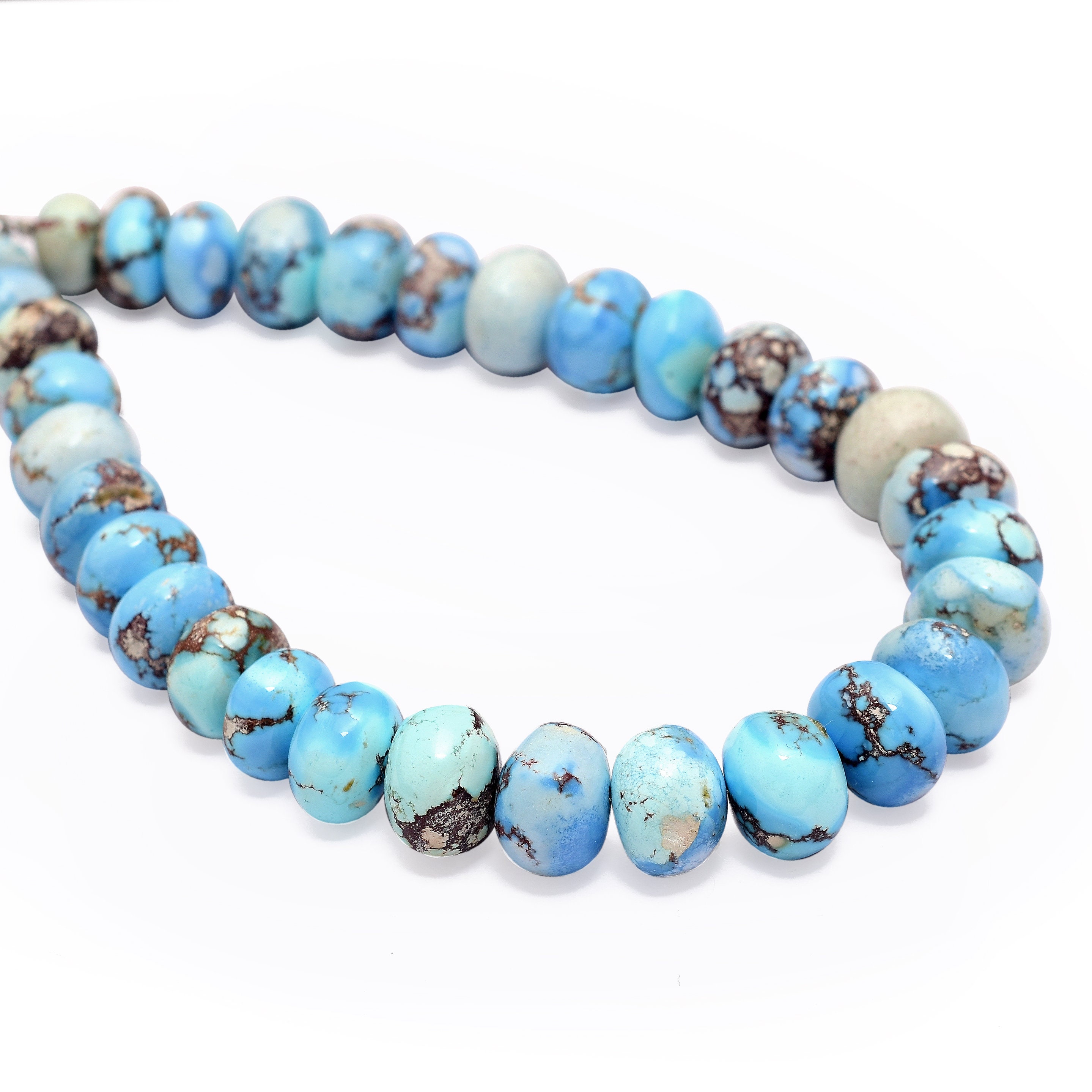 AAA+ Golden Hill Turquoise 8mm-10mm Smooth Rondelle | 9