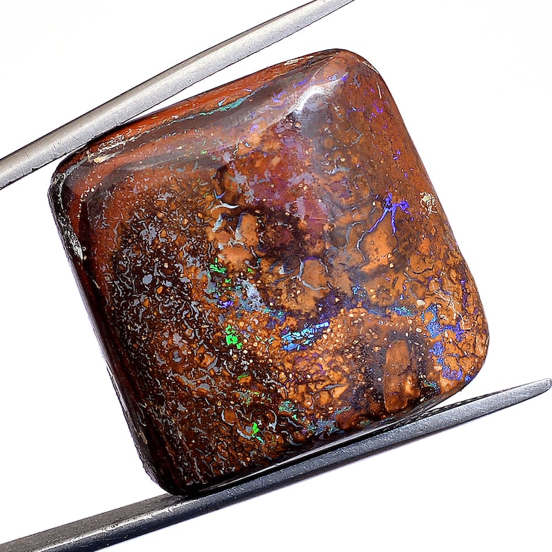 Natural Boulder Opal Fancy Flat Back Cabochon l Gemstone Free Form Smooth Cabochon | Boulder Opal Semi Precious Gemstone | Rainbow order Fire Opal