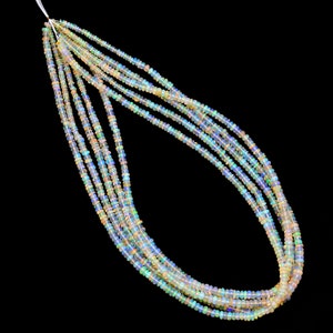 AAA Ethiopian Welo Opal Fire Rondelle Beads | 3mm-4.5mm Beads | Natural Ethiopian Opal Gemstone Smooth Rondelles | Welo Opal Beads