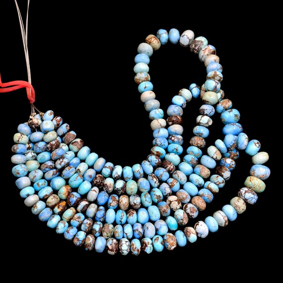 7mm-11mm AAA+ Golden Hills Turquoise Smooth Rondelle, 14inch