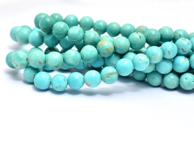 3mm-4.5mm Graduating Smooth Beads Genuine Turquoise Semi Precious Gemstone Loose Beads for Jewelry Turquoise Gemstone Round Beads AAA