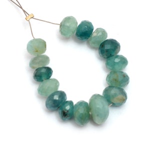 Natural Grandidierite 6mm-9mm Semi Precious Gemstone Graduating Faceted Rondelle Loose Beads | 15 Loose Beads