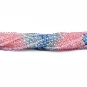 AAA+ Morganite Aquamarine 4mm-4.50mm Faceted Rondelle Beads | 14&quot; Strand | Natural Multi Beryl Precious Gemstone Rondelle Beads for Jewelry