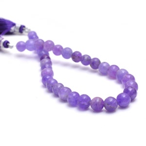 AAA+ Purple Hackmanite 6mm-7mm Smooth Round Beads | Natural Hackmanite UV Reactive Color Change Precious Gemstone Loose Beads | 8inch Strand