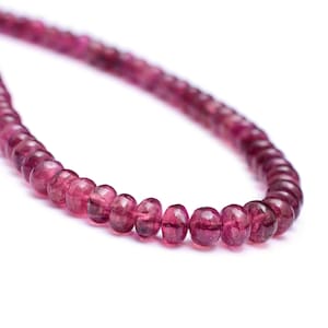 AAA+ Pink Rubellite Tourmaline Smooth Rondelle Beads | 16inch Strand | Natural Pink Tourmaline Precious Gemstone Roundel Beads for Jewelry