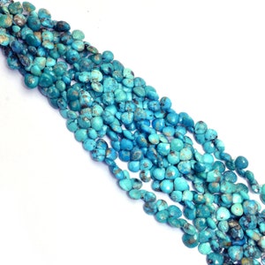Turquoise Gemstone Faceted Briolette, Natural Turquoise 7mm-8mm Heart Beads | Arizona Turquoise Semi Precious Gemstone Briolette | 8&quot; Strand