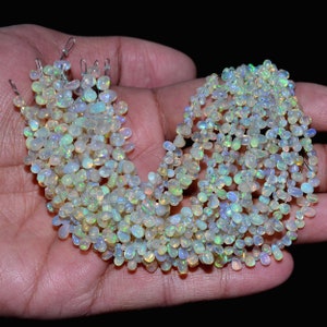 AAA+ Ethiopian Welo Opal Fire 4mm-6mm Smooth Teardrop Briolette Beads | Natural Ethiopian Fire Opal Gemstone Loose Drops for Jewelry