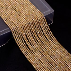 Natural Yellow Zircon Rondelle 2mm-2.5mm Faceted Beads | 13inch Strand | AAA+ Brown Zircon Semi Precious Gemstone Loose Beads for Jewelry