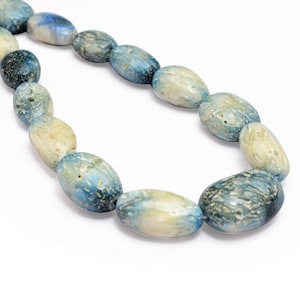 Natural Nakauriite 14mm-26mm Smooth Nuggets Tumbled Beads | 16inch Strand | RARE Blue Ice Glacierite Semi Precious Gemstone Loose Beads