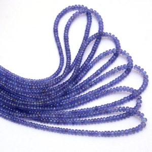 AAA+ Tanzanite Gemstone 4mm-5.50mm Faceted Rondelle Beads | 16&quot; Strand | Natural Tanzanite Precious Gemstone Rondelle Beads for Jewelry