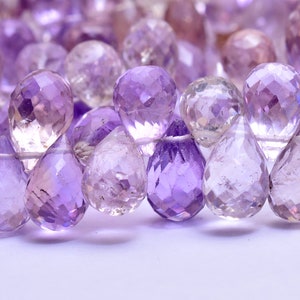 AAA Ametrine Gemstone 6x9mm Faceted Teardrop Briolette Beads | 8inch Strand | Natural Ametrine Semiprecious Gemstone Drops Beads for Jewelry