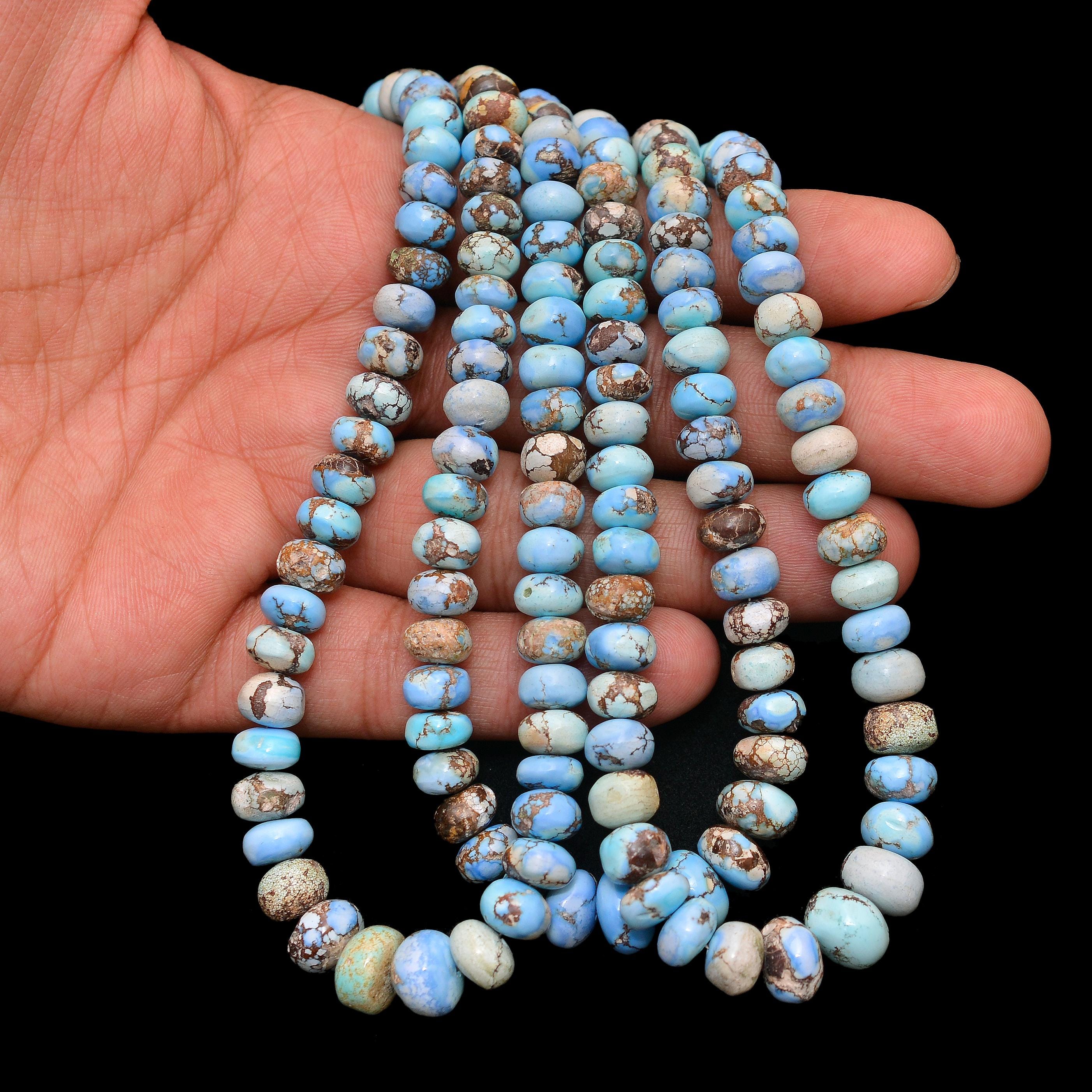7mm-11mm AAA+ Golden Hills Turquoise Smooth Rondelle, 14inch