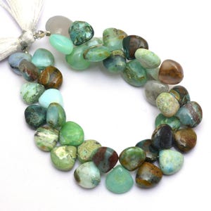 12mm-16mm Peruvian Opal Heart Briolette Smooth Beads | 8inch Strand | Peru Opal Semi Precious Gemstone Loose Briolette Beads for Jewelry