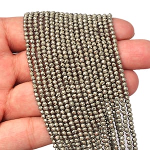 AAA+ Pyrite Gemstone 3mm Rondelle Faceted Loose Beads | 13inch Strand | Natural Pyrite Semi Precious Gemstone Beads for Jewelry Making