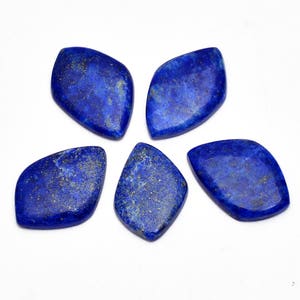 AAA Lapis Lazuli Gemstone 25x35mm Fancy Cabochon Lot | Natural Blue Lapis lazuli Semi Precious Loose Gemstone Smooth Cabochons | 5 Cabs Lot