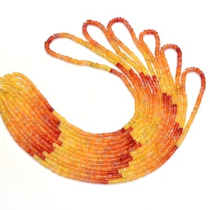 AAA+ Songea Orange Sapphire Gemstone 3mm Rondelle Faceted Beads | 16inch Strand | Orange / Red Multi Sapphire Precious Gemstone Loose Beads