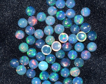 AAA+ Ethiopian Welo Opal Fire 4mm Round Smooth Flat Back Cabochon Lot