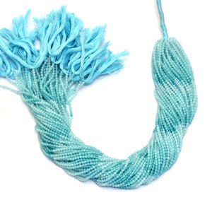 AAA+ Aquamarine 2mm-2.5mm Micro Faceted Beads | 13&quot; Strand | Natural Aquamarine Semi Precious Gemstone Shaded Rondelle Beads for Jewelry