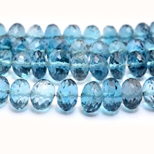 Naturalny kamień szlachetny AAA+ London Blue Topaz 4 mm-8 mm fasetowane koraliki Rondelle | Koraliki z półszlachetnego kamienia szlachetnego Blue Topaz | Oryginalne koraliki z topazu