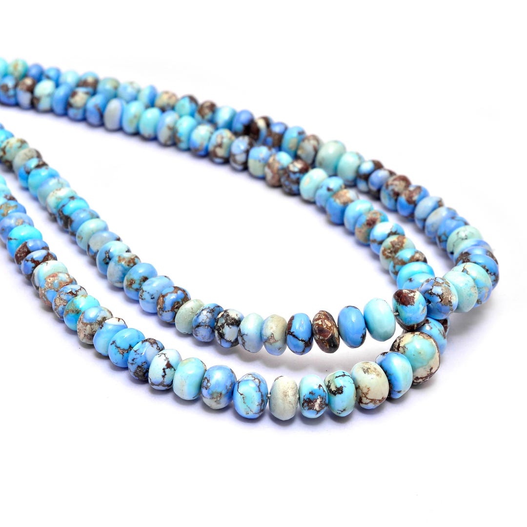 Golden Turquoise AAA+ Golden Hills Turquoise 5mm-7mm Smooth Rondelle, 16inch Strand ...