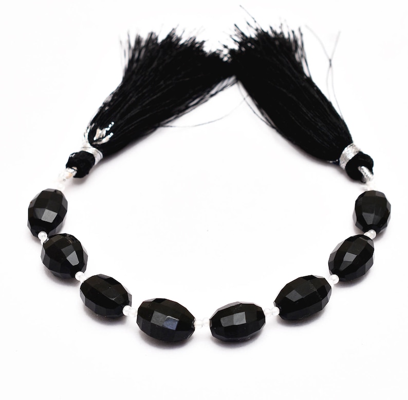 Natural Black Onyx Semi Precious Gemstone Oval Beads for Jewelry Making Black Onyx Faceted Oval Beads 9x12mm Faceted Oval 5inch Strand