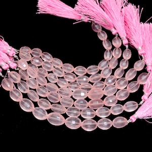 AAA+ Rose Quartz Gemstone Oval Faceted Beads | Natural Pink Rose Quartz Semi Precious Gemstone Oval Beads for Jewelry Making | 5inch Strand