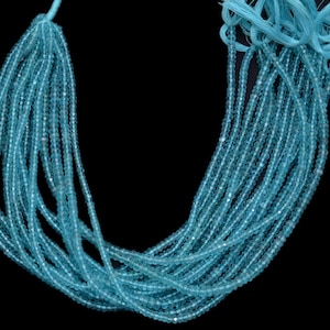 AAA+ Sky Apatite 3mm-4mm Faceted Rondelle Beads | 13inch Strand | Sea Blue Apatite Natural Semi Precious Gemstone Beads for Jewelry Making