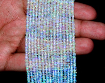 AAA+ Ethiopian Welo Opal Fire Rondelle Beads | Natural Ethiopian Opal Gemstone 2.5mm-4.5mm Smooth Rondelle | Welo Opal Beads | 16inch Strand