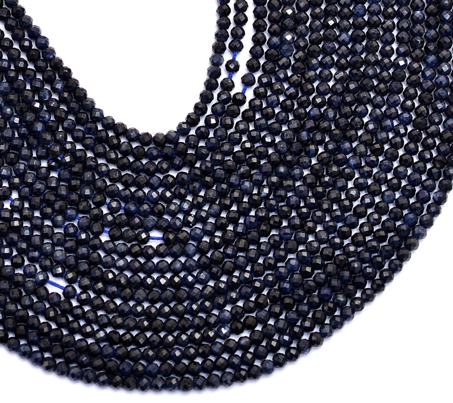 Perline Di Pietra Preziosa Di Zaffiro Naturale Autentico 6-7 Mm Blu - Foto 3