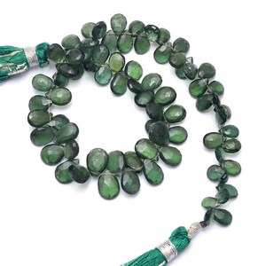 AAA+ Green Apatite 6x4mm-7x5mm Faceted Pear Briolette Beads | 8inch Strand | Rare Emerald Green Color Apatite Semi Precious Gemstone Beads