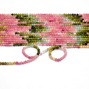 Natural Multi Tourmaline Gemstone 2mm-3mm Micro Faceted Beads | 13inch Strand | AAA+ Rainbow Tourmaline Semi Precious Gemstone Loose Beads
