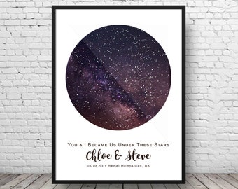 Custom Star Map - Star Chart - Anniversary Gift - Engagement Gift - Newborn Gift - Star Print - Night Sky Print - Gift For Couples