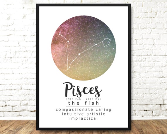 Astrology Gift Poster Star Sign Unframed Pisces Print Zodiac Constellation