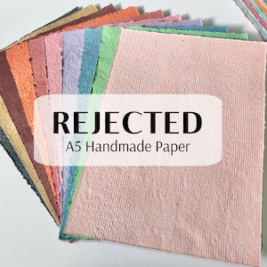 REJECTED paper, a5 handmade paper, a5 paper, handmade paper, scrapbooking, scrap paper, paper scrap pack, paper cards, scrapbooking paper