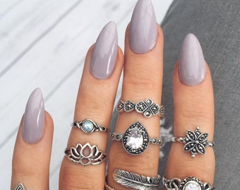 Pastel Purple Light Lavender Press On Coffin Nails