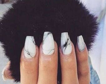 Marble Press On Nails