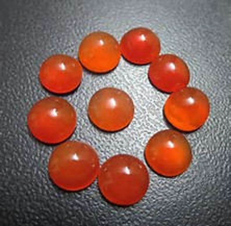 10 pieces orange carnelian round cabochon gemstone calibrated size