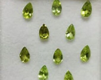10  pieces natural peridot  pear shape faceted  gemstone calibrated size