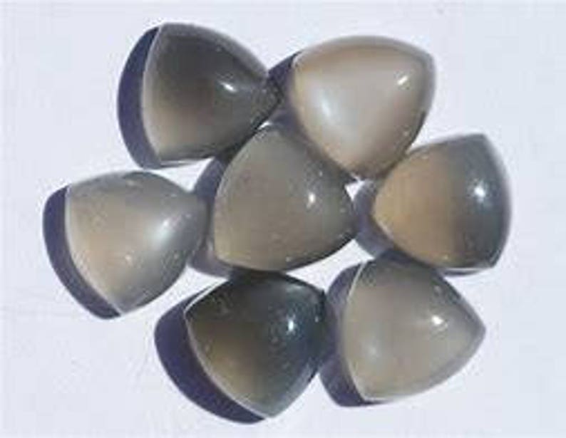 10 pieces gray moonstone trillion shape cabochon loose gemstone calibrated stone