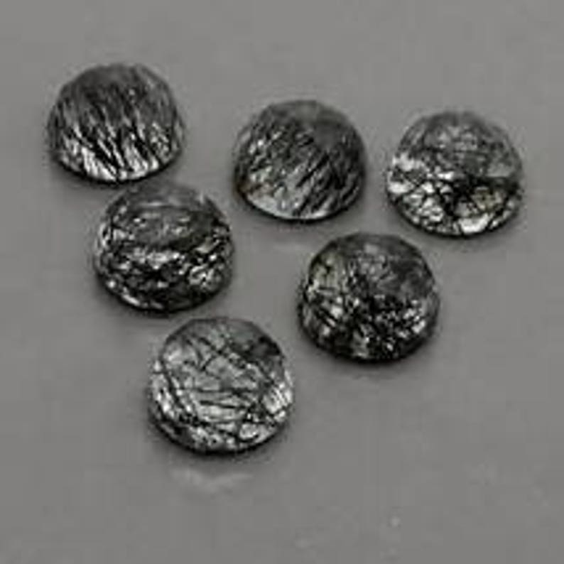 10 Pieces Lot Black Rutile round Shape cabochon Smooth Polished Gemstone